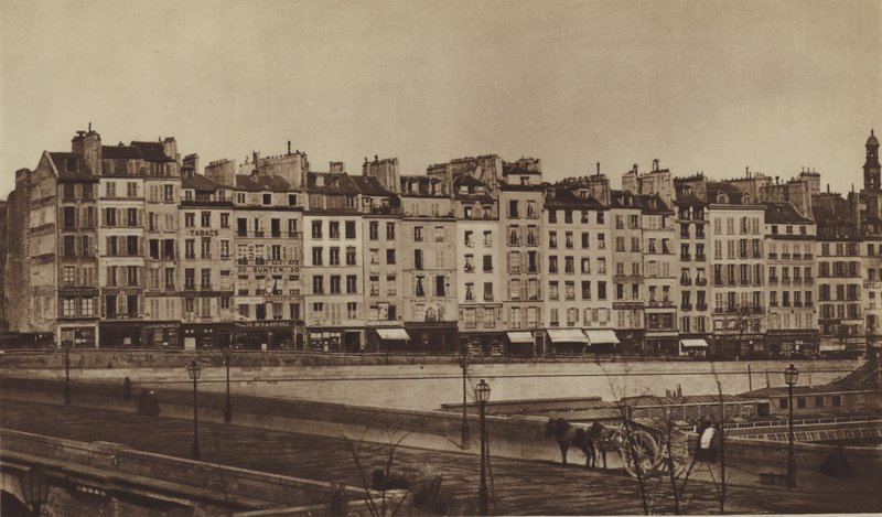 Quai Le Pelletier حوالي عام 1855 ، وهو الآن جزء من Quai de Gesvres (صورة b / w) بواسطة (بعد) مصور فرنسي
