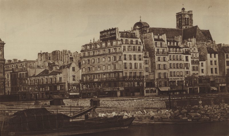Quai de l'Hotel-de-Ville حوالي عام 1855 ، Quai de la Greve سابقًا (صورة b / w) بواسطة (بعد) مصور فرنسي