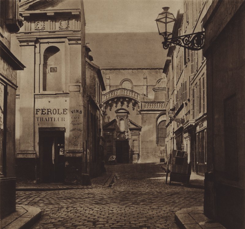 شارع Rue d'Erfurth ، مأخوذ من شارع des Ciseaux في عام 1866 (صورة بالأبيض والأسود) بواسطة (بعد) مصور فرنسي