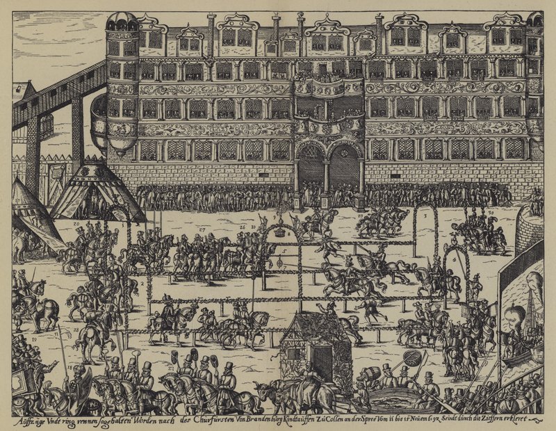 Tournament in celebration of the Christening of Sigismund, son of John George, Elector of Brandenburg, at Colln Castle بواسطة (بعد) المدرسة الألمانية