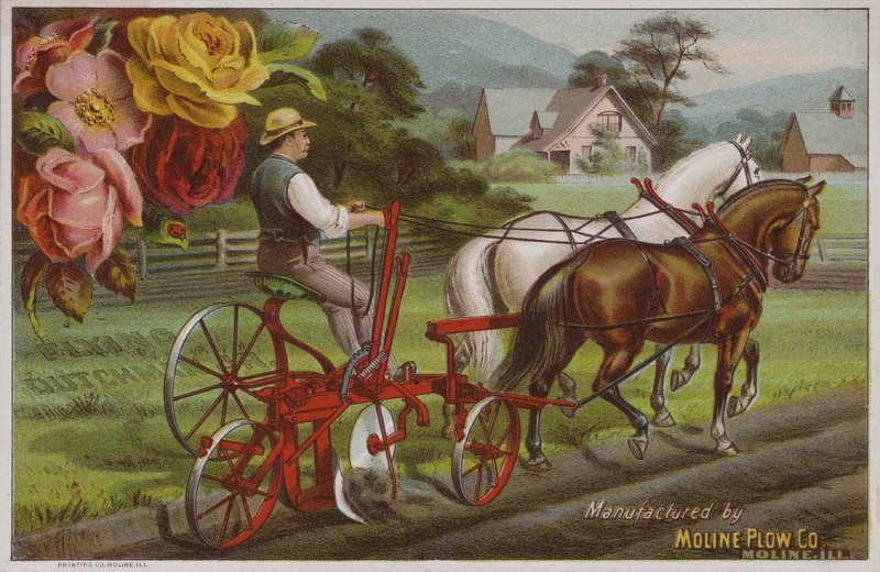 الإعلان عن بطاقة التجارة الأمريكية لشركة Moline Plow ، إلينوي ، c1880s بواسطة المدرسة الأمريكية