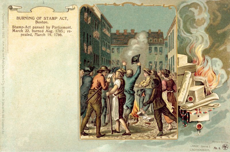 قانون حرق الطوابع ، بوسطن ، أغسطس 1765 بواسطة المدرسة الأمريكية
