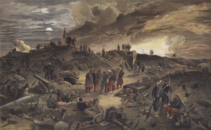 أطلال Malakoff Redoubt بعد الاستيلاء عليها من قبل الفرنسيين ، حصار سيفاستوبول ، 8 سبتمبر 1855 بواسطة المدرسة الأوروبية