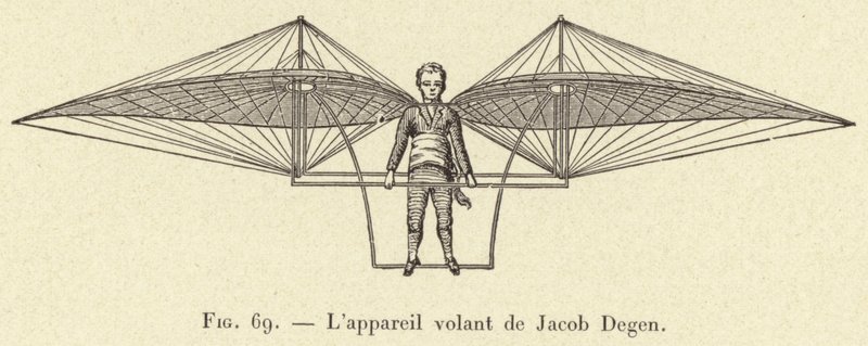 Lappareil volant Jacob Degen بواسطة المدرسة الفرنسية