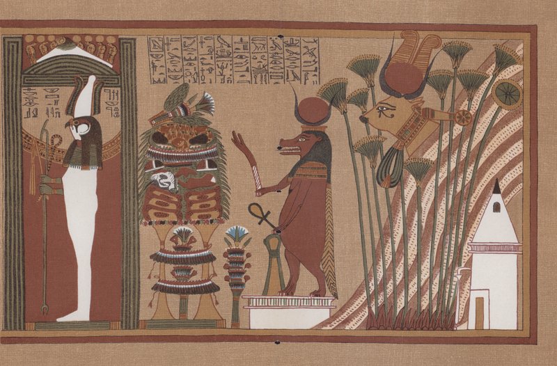 مشهد من بردية آني المصرية القديمة ، كتاب الموتى في المتحف البريطاني بواسطة المدرسة الألمانية