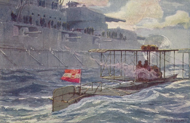 طائرة مائية النمساوية المجرية تمر سفينة حربية ، الحرب العالمية الأولى ، 1914-1918 بواسطة أ. كيرشر