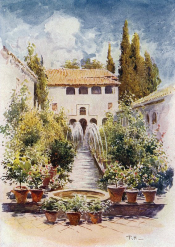Generalife ، Acequia Court (color litho) بواسطة أ. تريفور هادون