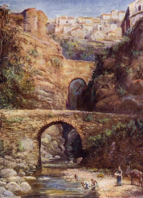 Ronda, Roman Bridges (colour litho) بواسطة أ. تريفور هادون