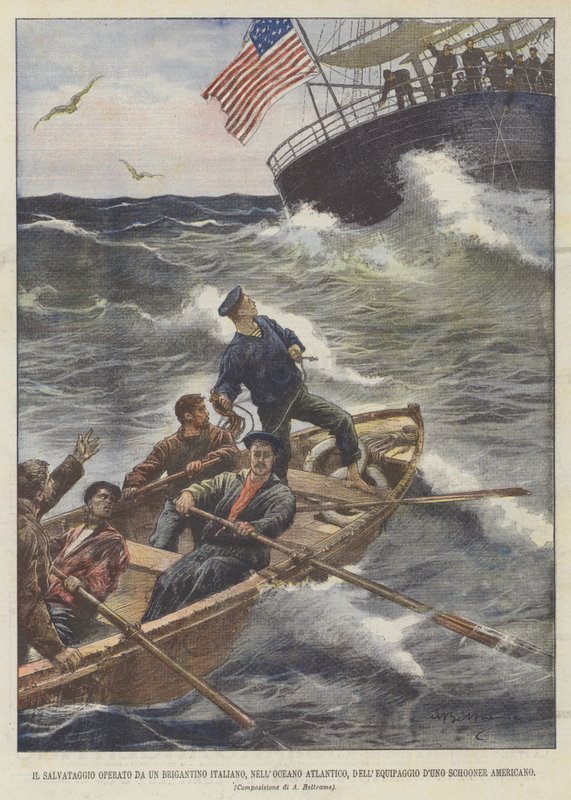 الإنقاذ يديره لواء إيطالي ، في المحيط الأطلسي ، من طاقم DUno Schooner الأمريكي بواسطة أخيل بيلترام