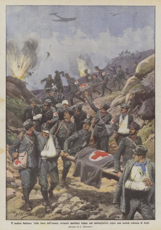 العدو البربري ، على خط Isonzo ، الطيارون النمساويون يطلقون النار على مدافع رشاشة على واحد؟ بواسطة أخيل بيلترام