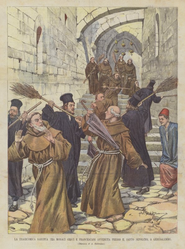 حدثت Baruffa المأساوية بين الرهبان اليونانيين والفرنسيسكان في القبر المقدس ، في القدس بواسطة أخيل بيلترام