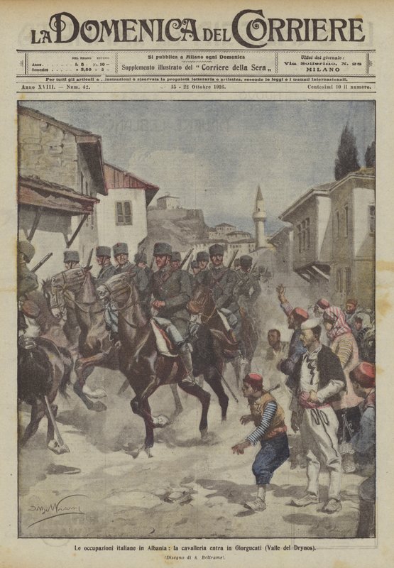 الاحتلال الإيطالي في ألبانيا ، يدخل سلاح الفرسان جيورجوكاتي (Valle del Drynos) بواسطة أخيل بيلترام