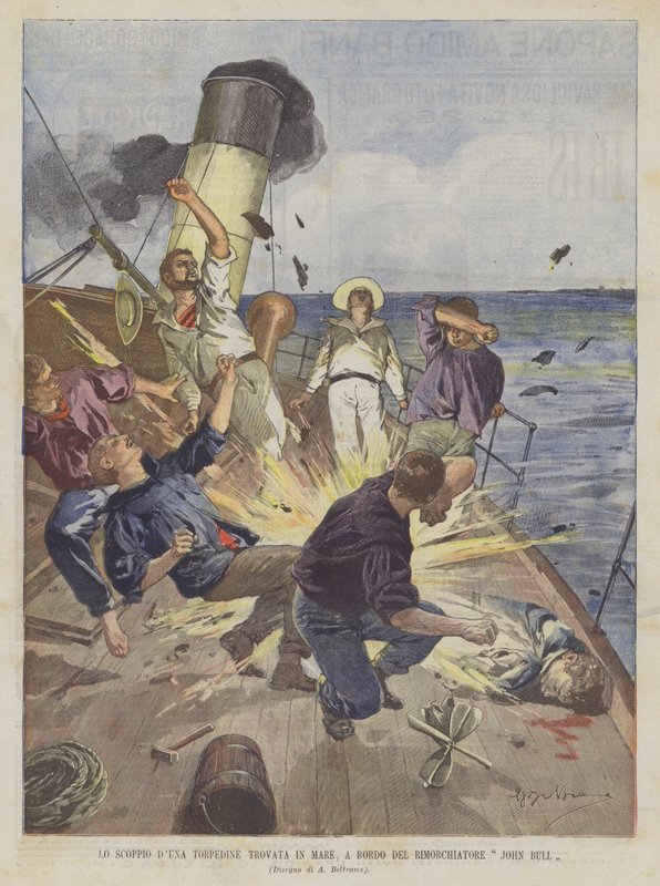 تم العثور على انفجار DUna Torpedo في البحر ، على متن The John Bull Tug بواسطة أخيل بيلترام