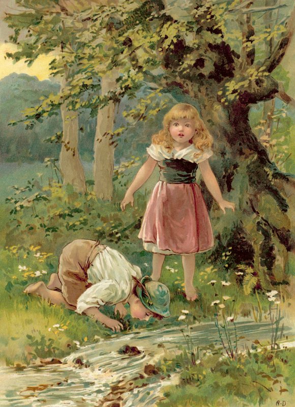 الأخ يشرب من Brook (chromolitho) بواسطة Ada Dennis