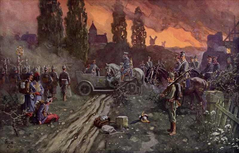 اجتماع القيصر فيلهلم الثاني وولي العهد الألماني ، 2 سبتمبر 1914 بواسطة أدولف كلوس
