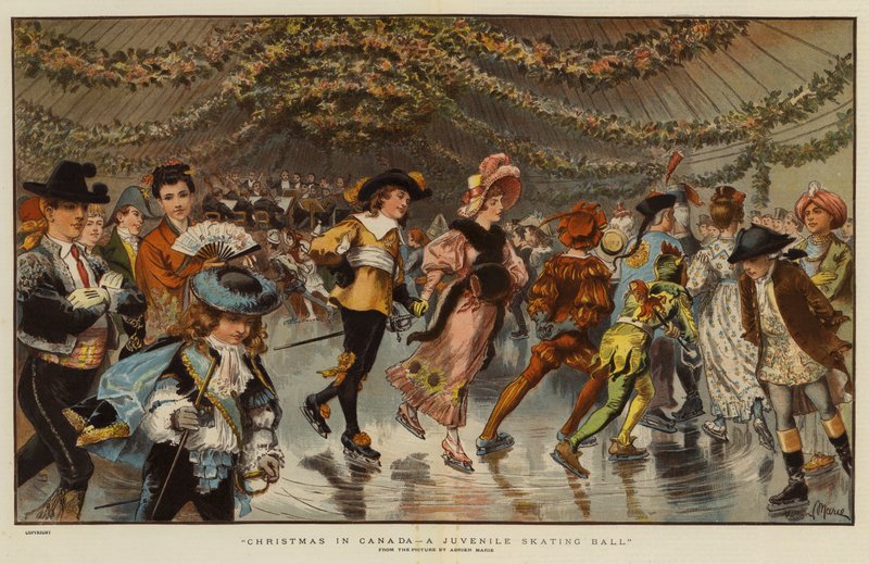 عيد الميلاد في كندا ، كرة تزلج للأحداث (chromolitho) بواسطة أدريان إيمانويل ماري
