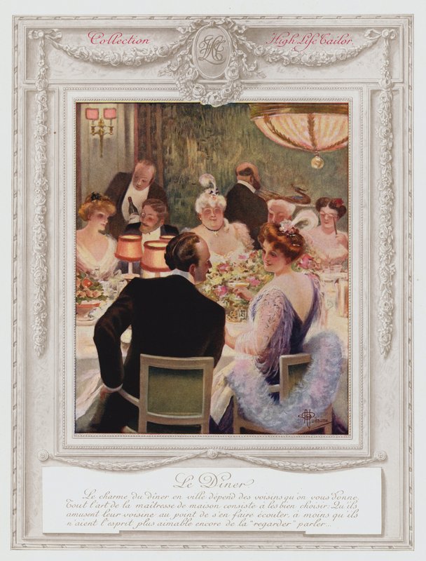 Belle Epoque Paris ، سيدة عصرية تتناول العشاء (لون ليثو) بواسطة ألبرت غيوم