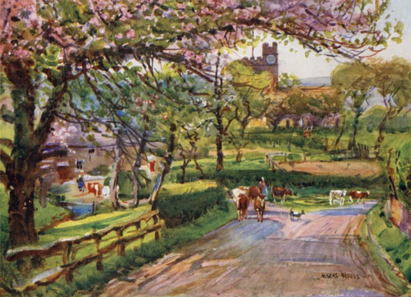 Samlesbury, in Lower Ribblesdale (colour litho) بواسطة ألبرت وودز