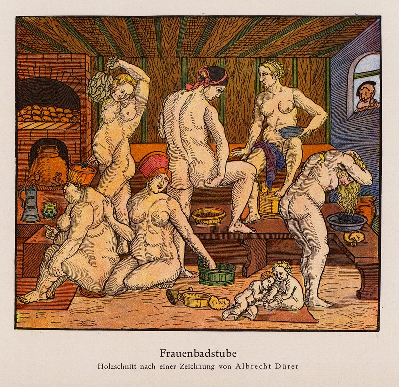 حمامات النساء (لون ليثو) بواسطة ألبريشت (بعد) Durer أو Duerer