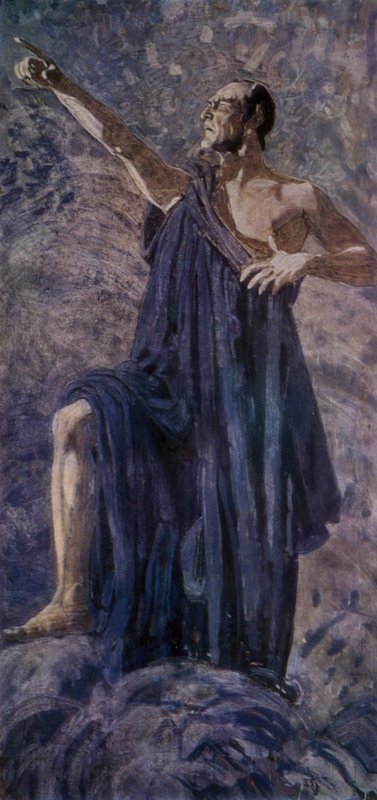 مغني الأوبرا الروسي فيودور شاليابين في دور البطولة في أوبرا أريغو بويتو Mefistofele (Mephistopheles) بواسطة ألكسندر ياكوفليفيتش جولوفين