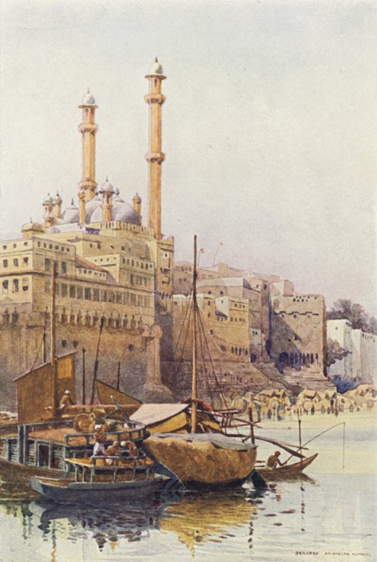 ال Ghats أدناه مسجد أورنجزيبس ، Benares بواسطة الكسندر هنري هالام موراي