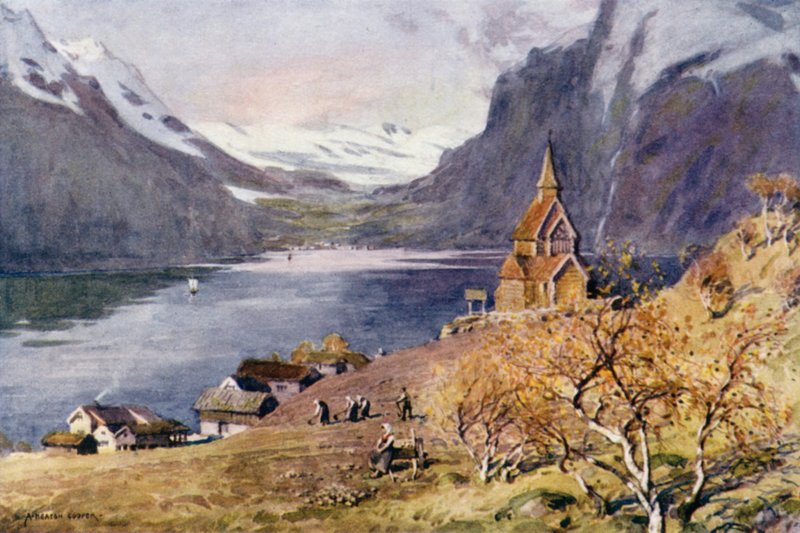 كنيسة Urnaes ، Lyster ، Sogne Fjord بواسطة ألفريد هيتون كوبر
