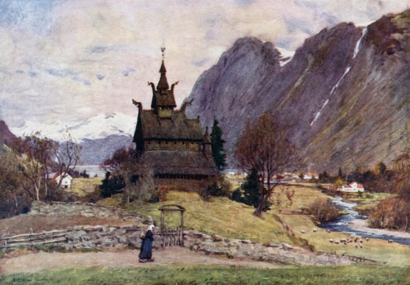 كنيسة Vik Stave ، Sogne Fjord بواسطة ألفريد هيتون كوبر