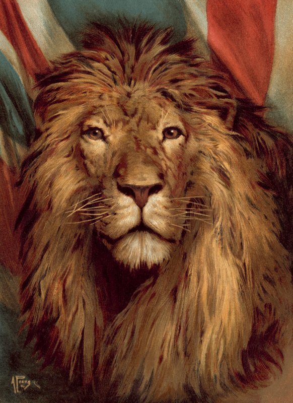 استيقظ الأسد البريطاني (chromolitho) بواسطة ألفريد بيرس