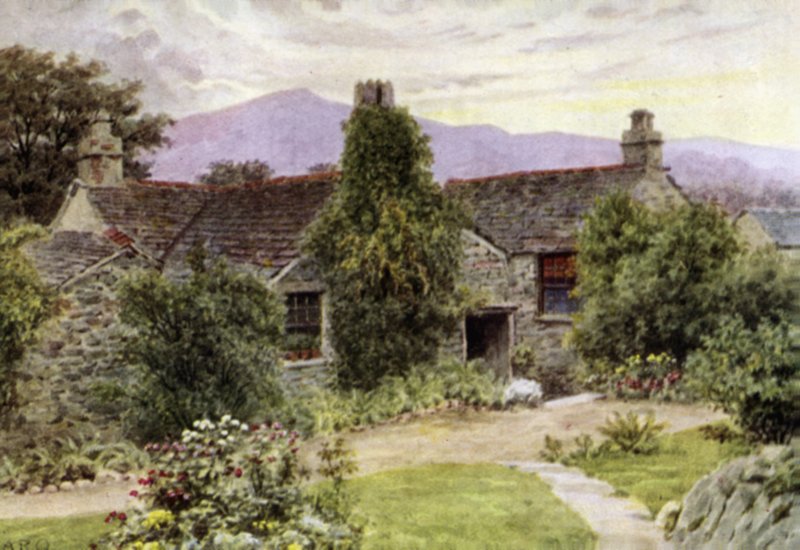 Dove Cottage ، Grasmere (لون ليثو) بواسطة ألفريد روبرت كوينتون