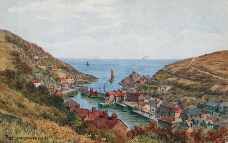 Polperro from the Hill (لون ليثو) بواسطة ألفريد روبرت كوينتون