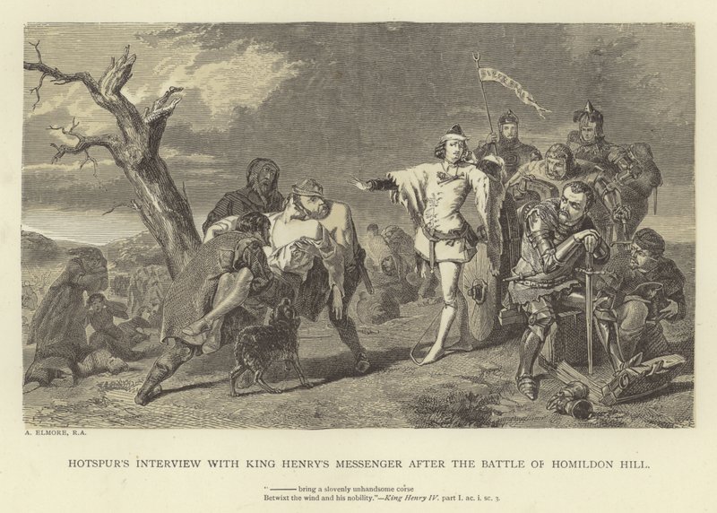 مقابلة Hotspur مع رسول الملك هنري بعد معركة Homildon Hill بواسطة ألفريد دبليو إلمور