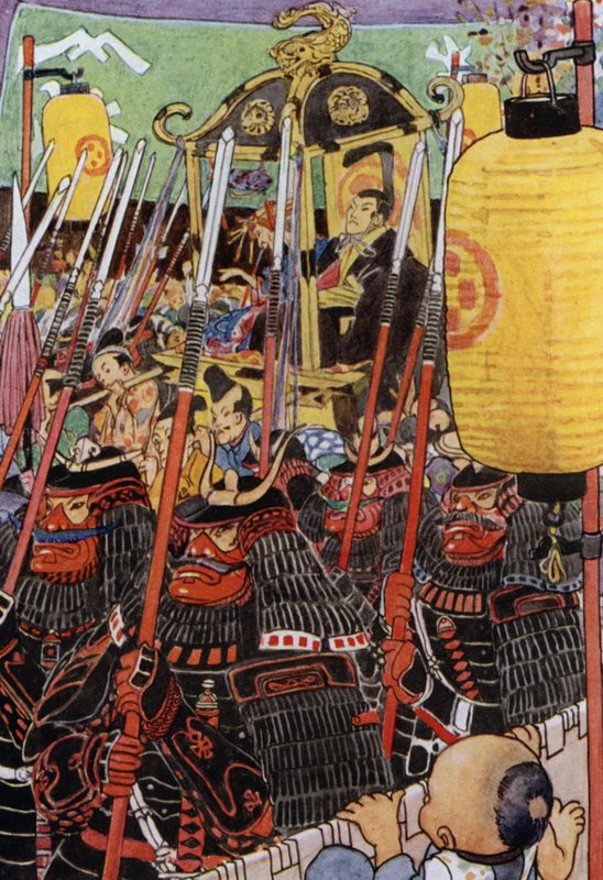 رسم توضيحي لـ The Story of The Mikado (لون ليثو) بواسطة أليس بولينغبروك (بعد) وودوارد