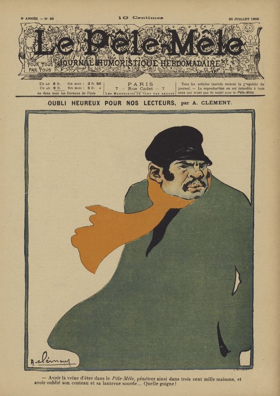سعيد النسيان لقرائنا. رسم توضيحي لـ Le Pele-Mele ، 1902 بواسطة ألين كليمنت
