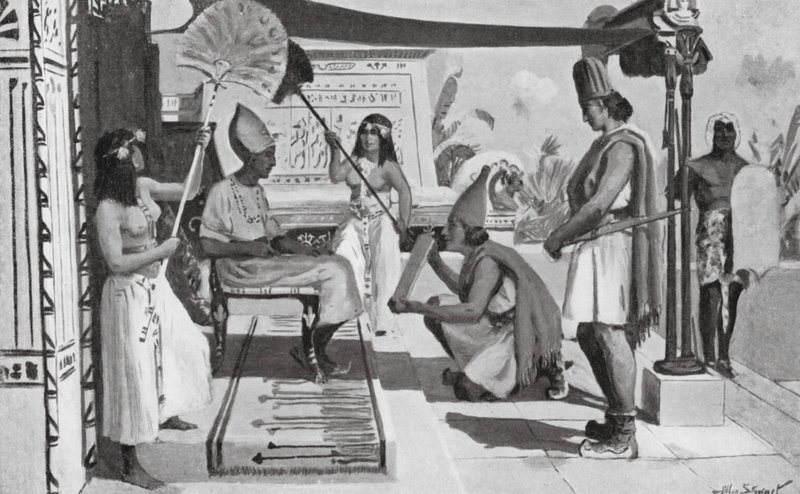رعمسيس الثاني يتلقى نسخة من معاهدته مع الحيثيين (صورة حجرية) بواسطة ألان ستيوارت