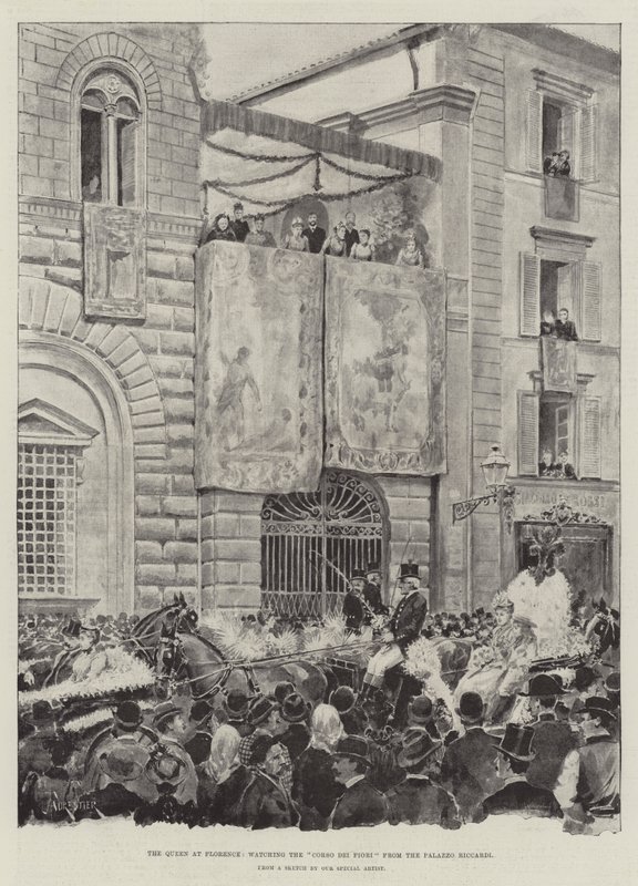 الملكة في فلورنسا ، تشاهد Corso dei Fiori من Palazzo Riccardi بواسطة أميدي فوريستير