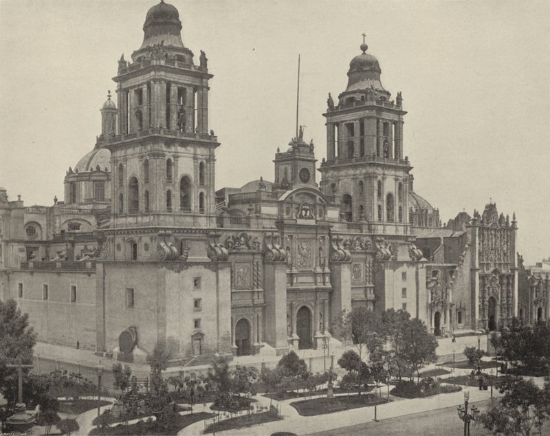 كاتدرائية في مدينة المكسيك (صورة b / w) بواسطة المصور الأمريكي (بعد)