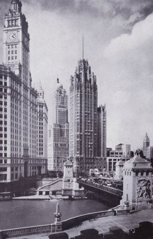 شيكاغو: Boulevard Link Bridge، Looking North (b / w photo) بواسطة المصور الأمريكي (بعد)