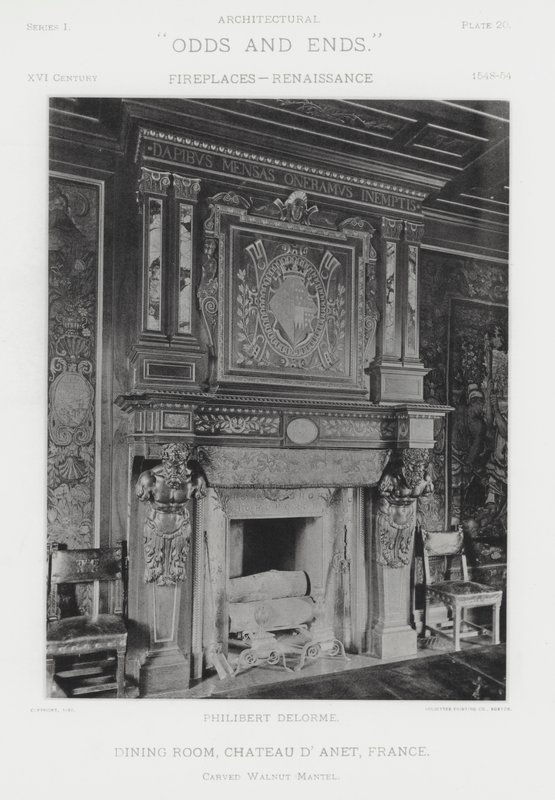 الموقد: غرفة الطعام ، Chateau D'Anet ، فرنسا (b / w photo) بواسطة المصور الأمريكي (بعد)