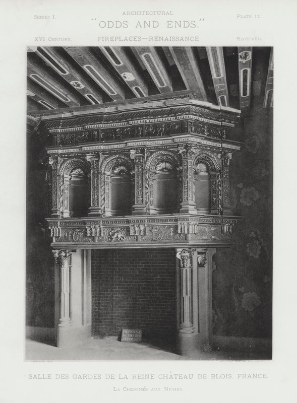 المدفأة: Salle Des Gardes De La Reine ، Chateau De Blois ، فرنسا (b / w photo) بواسطة المصور الأمريكي (بعد)