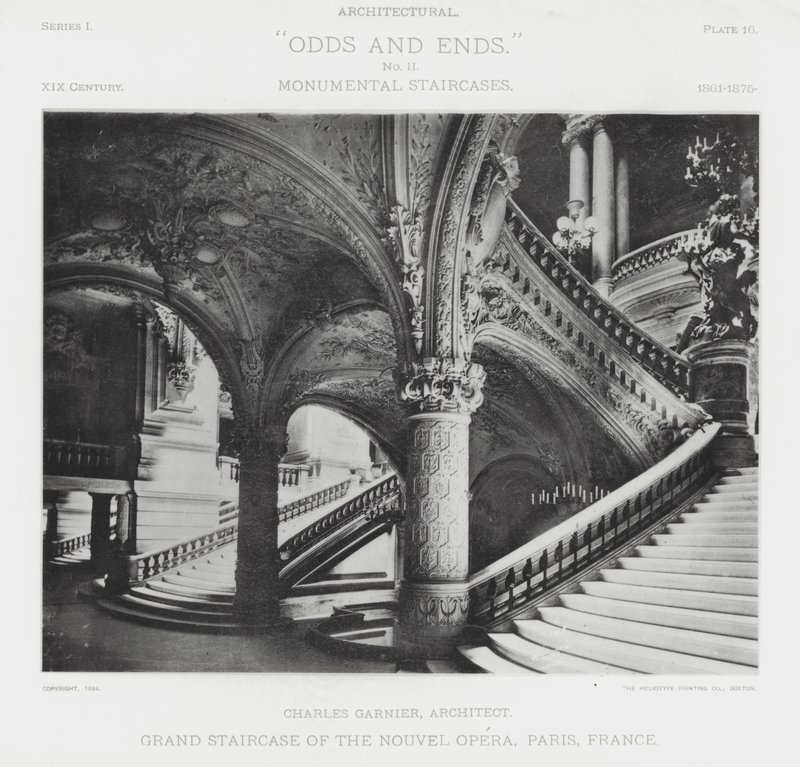 Grand Staircase of the Nouvel Opera ، باريس ، فرنسا (صورة b / w) بواسطة المصور الأمريكي (بعد)