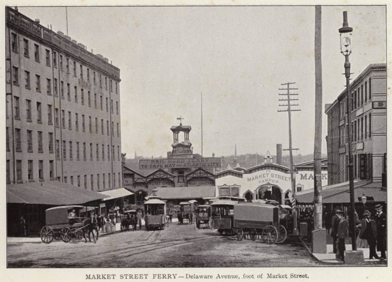 فيلادلفيا: Market Street Ferry ، Delaware Avenue ، سفح Market Street (b / w photo) بواسطة المصور الأمريكي (بعد)