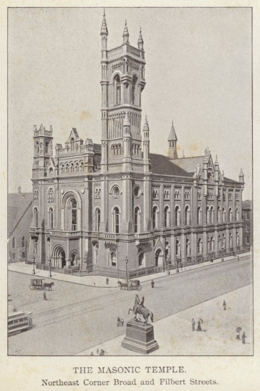فيلادلفيا: المعبد الماسوني ، و Northeast Corner Broad و Filbert Streets (b / w photo) بواسطة المصور الأمريكي (بعد)