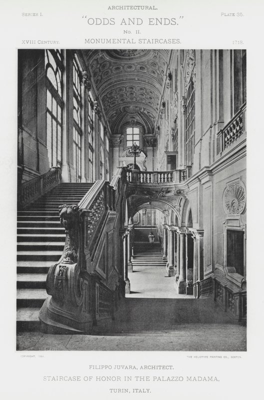 درج الشرف في Palazzo Madama ، تورين ، إيطاليا (b / w photo) بواسطة المصور الأمريكي (بعد)