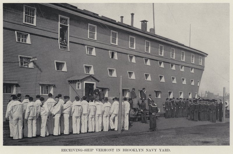 Receiving-Ship Vermont in Brooklyn Navy Yard (صورة b / w) بواسطة مصور أمريكي