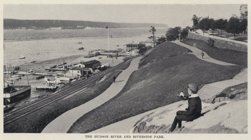 The Hudson River and Riverside Park (b/w photo) بواسطة مصور أمريكي