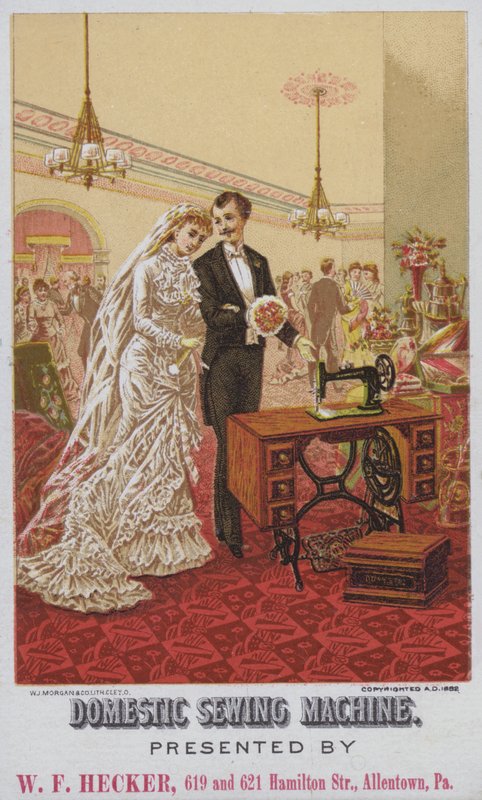 Advertisement for Domestic sewing machines (chromolitho) بواسطة المدرسة الأمريكية