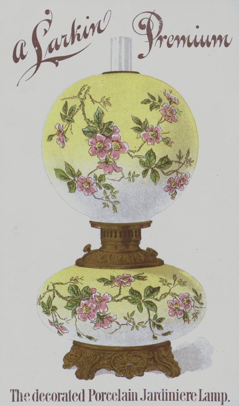 Advertisement for Larkin Premium decorated porcelain jardiniere lamps (chromolitho) بواسطة المدرسة الأمريكية