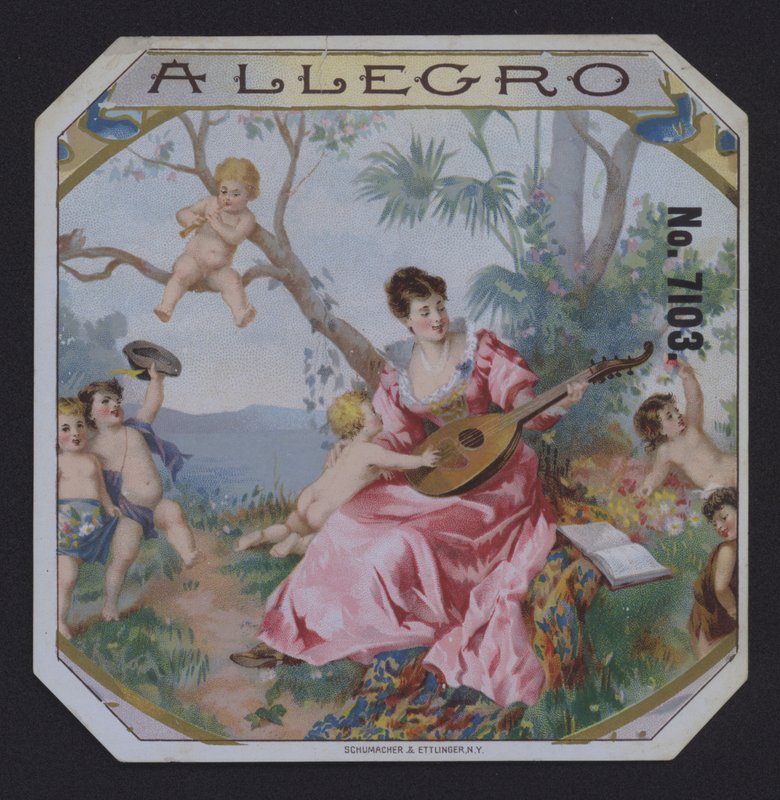 Allegro ، ملصق السيجار (Chromolitho) بواسطة المدرسة الأمريكية