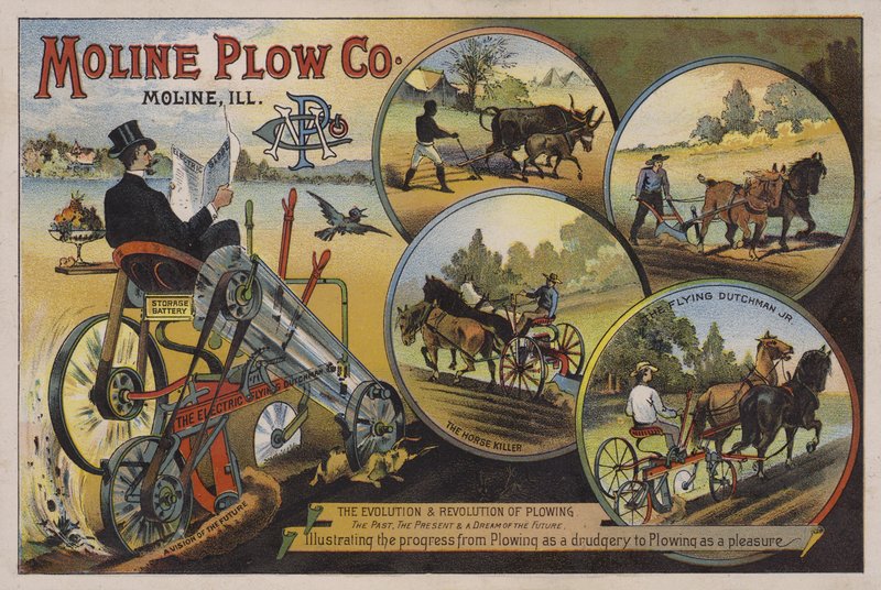 الإعلان عن بطاقة التجارة الأمريكية لشركة Moline Plow ، إلينوي ، c1880s بواسطة المدرسة الأمريكية