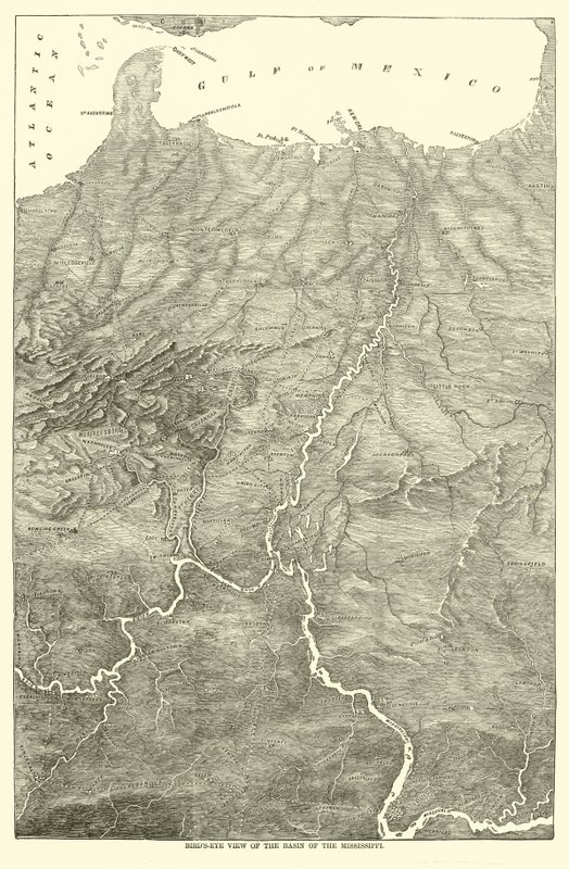 منظر عين الطير لحوض المسيسيبي ، 1862 بواسطة المدرسة الأمريكية